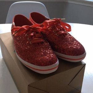 Kate Spade glitter Keds Red